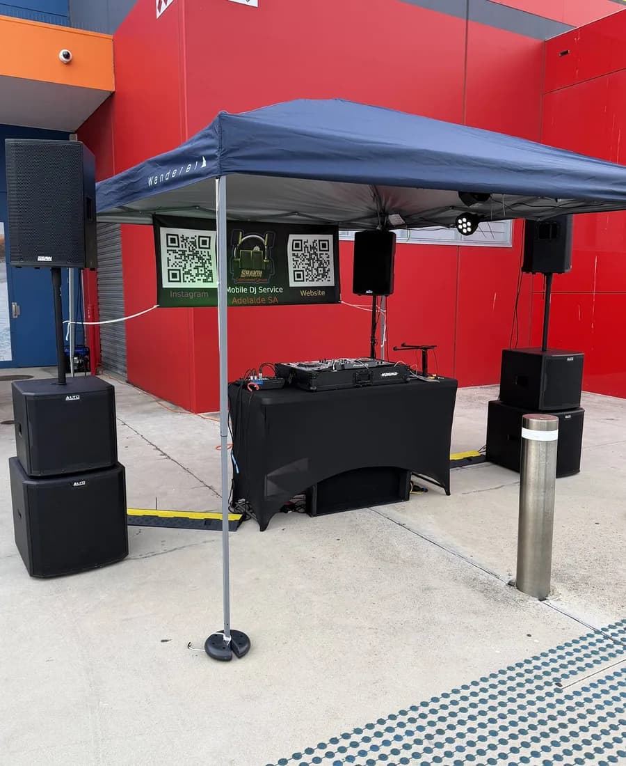 Shakin Entertainment mobile DJ rig set up at a car meet in Adelaide